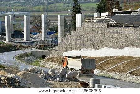 Dolny Hricov Slovakia - April 13 2016: Slovak highway labeled 