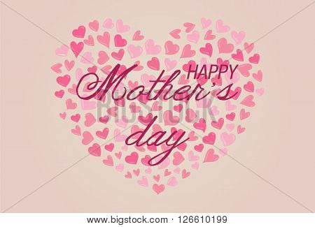 Happy Mothers Day Lettering with cute pink hearts
