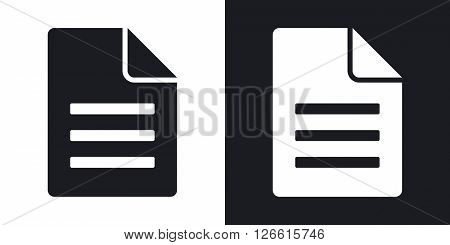 Document icon vector. Two-tone version on black and white background