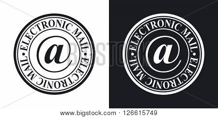 Electronic mail stamp icon vector. Two-tone version on black and white background