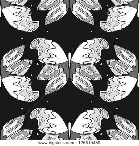 Zentangle stylized Butterfly seamless pattern for textile fashion design. Fabric. Zentangle Art collection.