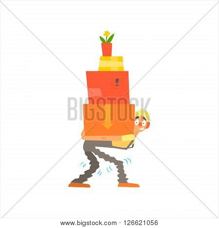 Profession Loader  Primitive Cartoon Style Isolated Flat Vector Illustration On White Background