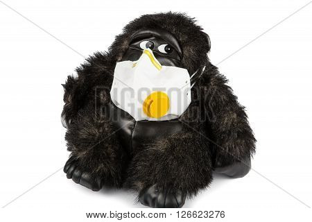 Soft Toy Gorilla Sick Wearing Flu Mask
