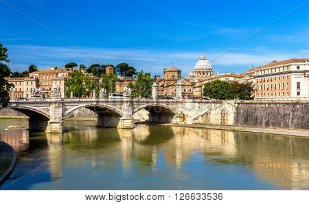 Vittorio Emanuele II bridge in Rome, Italy