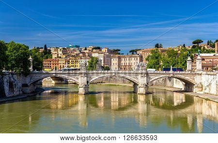 Vittorio Emanuele II bridge in Rome, Italy