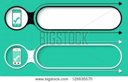 Two abstract buttons with arrows and smart phone