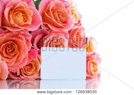 bouquet of pink roses isolated on white