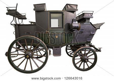 Smart black historic carriage isolated on white