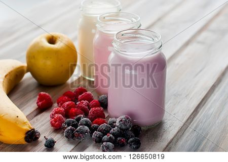 Healthy Yogurts With Mix Of Berries