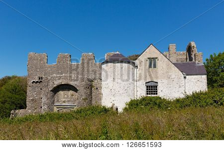 Welsh castle Oxwich The Gower South Wales UK