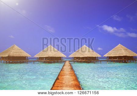 Dock at Maldives with clear water
