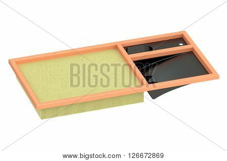 air filter for car 3D rendering isolated on white background