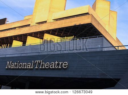 LONDON ENGLAND UK - JUNE 06 2015: The Royal National Theatre iconic masterpiece of the New Brutalism designed by architect Sir Denys Lasdun