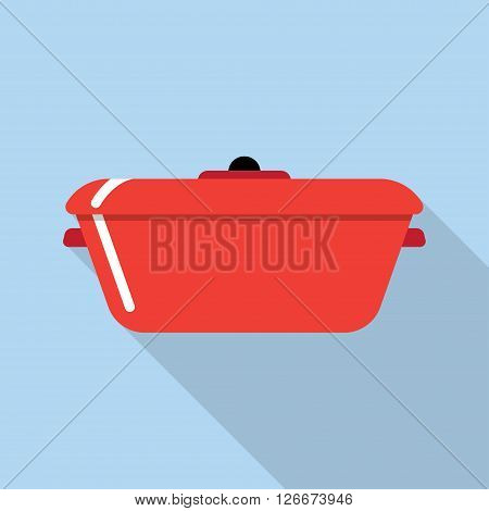 Flat style with long shadows cooking stewpot vector icon illustration.