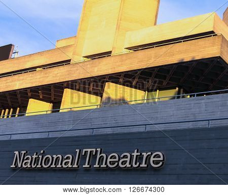 LONDON ENGLAND UK - JUNE 06 2015: The Royal National Theatre iconic masterpiece of the New Brutalism designed by architect Sir Denys Lasdun
