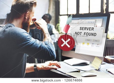 Server Not Found Error Inaccessible Concept