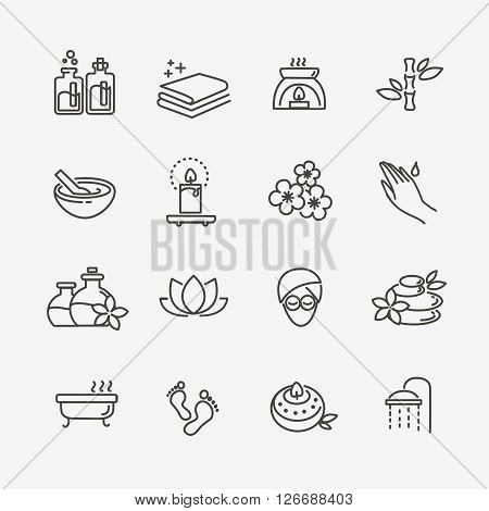 vector line web icon set - Spa and Beauty
