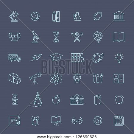 Outline vector line icon collection - School education