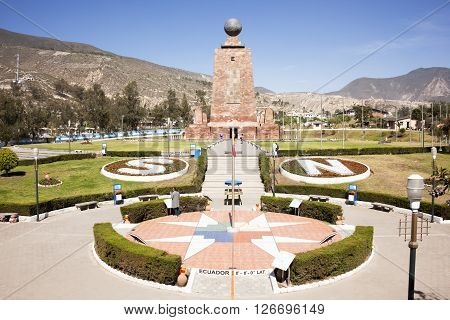 Middle of the World Monument one of the most visited by tourists from worldwide locations Quito Ecuador.