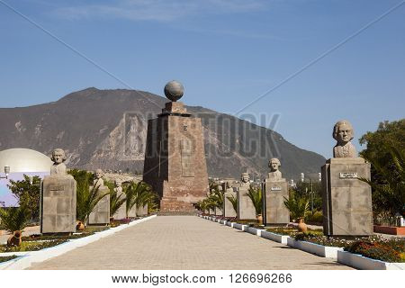 Middle of the World Monument one of the most visited by tourists from worldwide locations Quito Ecuador.