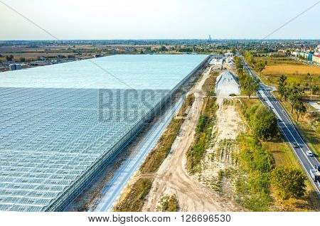 Aerial View On The Greenhouse