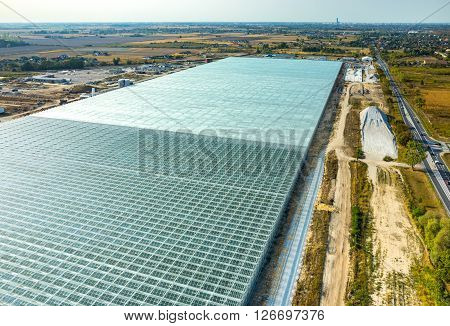 Aerial View On The Greenhouse