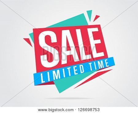Sale banner bitmap isolated. Sale tag. Special offer. Limited tima sticker. Colorful illustration. Bitmap banner.