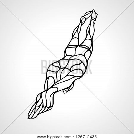 Freestyle Swimmer Black Silhouette. Sport swimming, front crawl. Vector Professional Swimming Illustration
