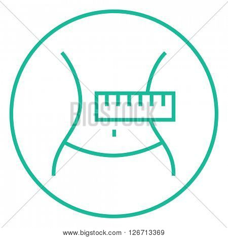 Waist with measuring tape line icon.