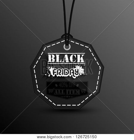 Illustration of Black friday Price sticker on black background