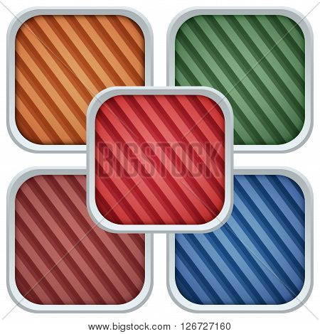 Set of Square Roof Icons metal roofing cover. Vector Illustration isolated on white background.
