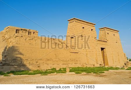 LUXOR EGYPT - OCTOBER 7 2014: The Khonsu Temple dedicated to the ancient God of Moon and located in Karnak Complex  on October 7 in Luxor.