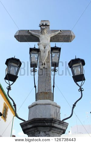 Cristo de los faroles in the Capuchinos Square of Cordoba - Spain.