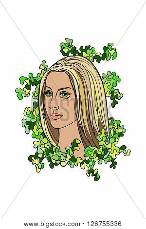 The girl's face abstract background vector illustration hand drawing