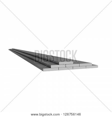Plane metal rectangular rods at white background