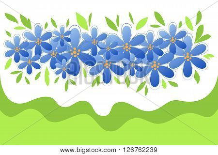 Beautiful Greeting Card With Blue Flowers Background