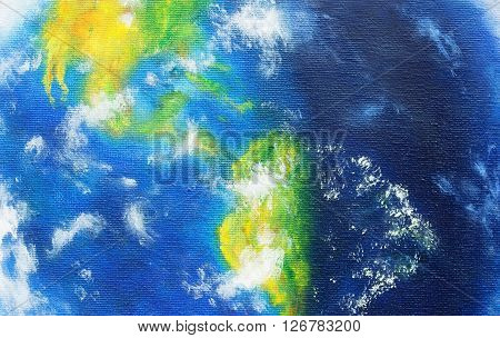 Planet earth. Original painting on canvas. American continent