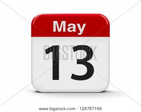 Calendar web button - The Thirteenth of May three-dimensional rendering 3D illustration
