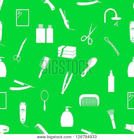 hair care theme green and white seamless pattern eps10
