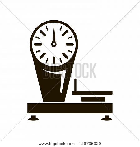 Mechanical shop scales. Black icon on white background