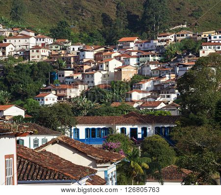 streets of the famous historical town Ouro Preto Minas Gerais Brazil