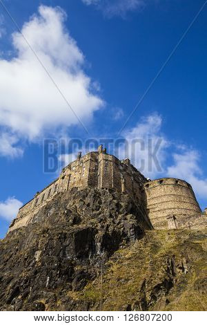 A view of the beautiful Edinburgh Castle ontop of Castle Hill in Edinburgh Scotland.