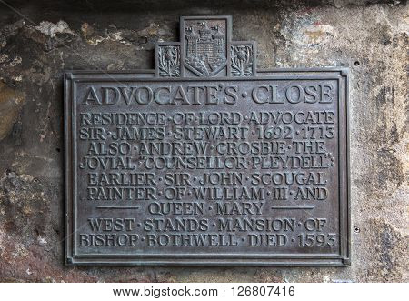 EDINBURGH, UK - MARCH 8TH 2016: The street sign for Worlds End Close in Edinburgh, on 8th March 2016.