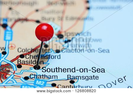 Southend-on-Sea pinned on a map of UK