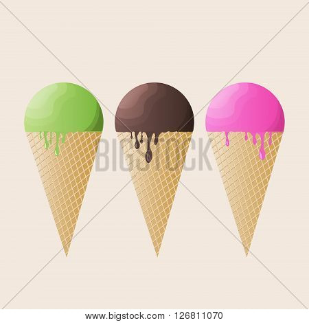 Ice cream set. Realistic ice-cream. Vector illustration of collection of ice cream.