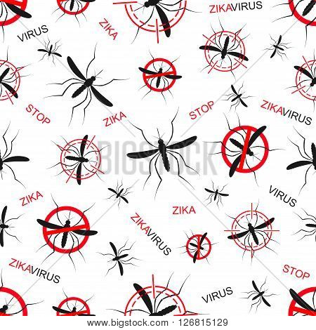 Zika virus seamless pattern wallpapers. Zika mosquito vector illustration. Zika virus mosquito bite. Aedes Aegypti seamless pattern texture background.