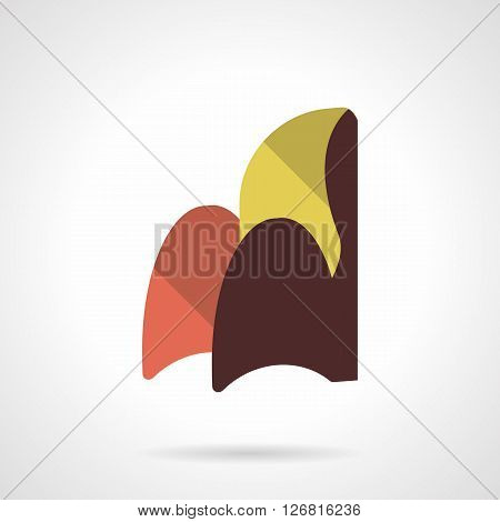 Curved colorful arm chair. Furniture for modern interior. Home comfort and rest. Furniture store. Flat color style vector icon. Web design element for site, mobile and business.