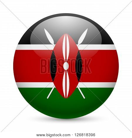 Flag of Kenya as round glossy icon. Button with Kenyan flag