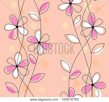 Vintage flat vertical seamless floral pattern background for wallpapers or design elements