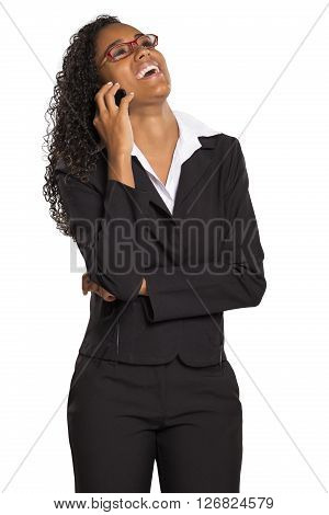 Pretty African American Business Woman Talking On Her Mobile Phone.